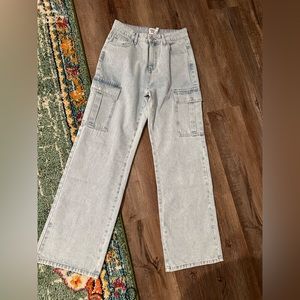 PRINCESS POLLY pimaga wide leg cargo jean, light wash